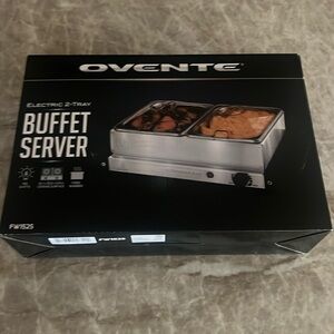 OVENTE Electric 2 Tray Stainless Steel Buffet Server and Food Warmer. NEW.